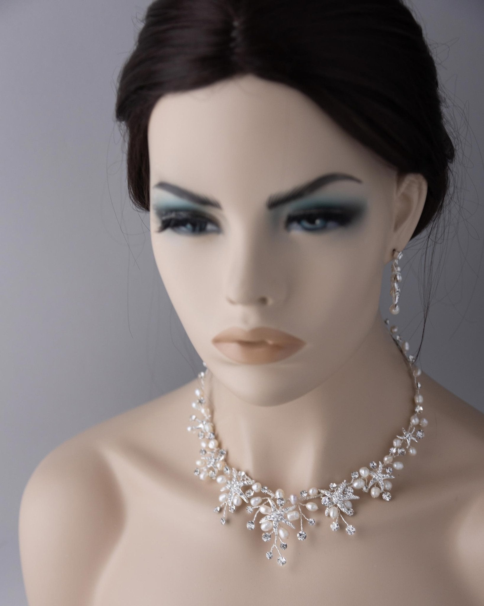 Starfish Wedding Necklace with Freshwater Pearls - Necklace Set - Cassandra Lynne