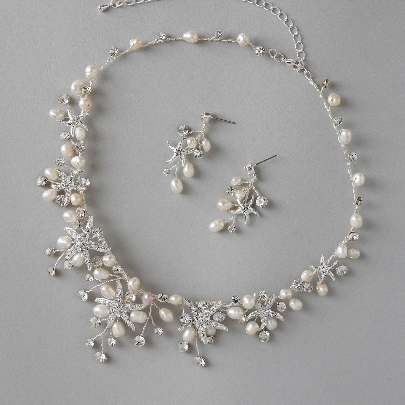 Starfish Wedding Necklace with Freshwater Pearls - Necklace Set - Cassandra Lynne