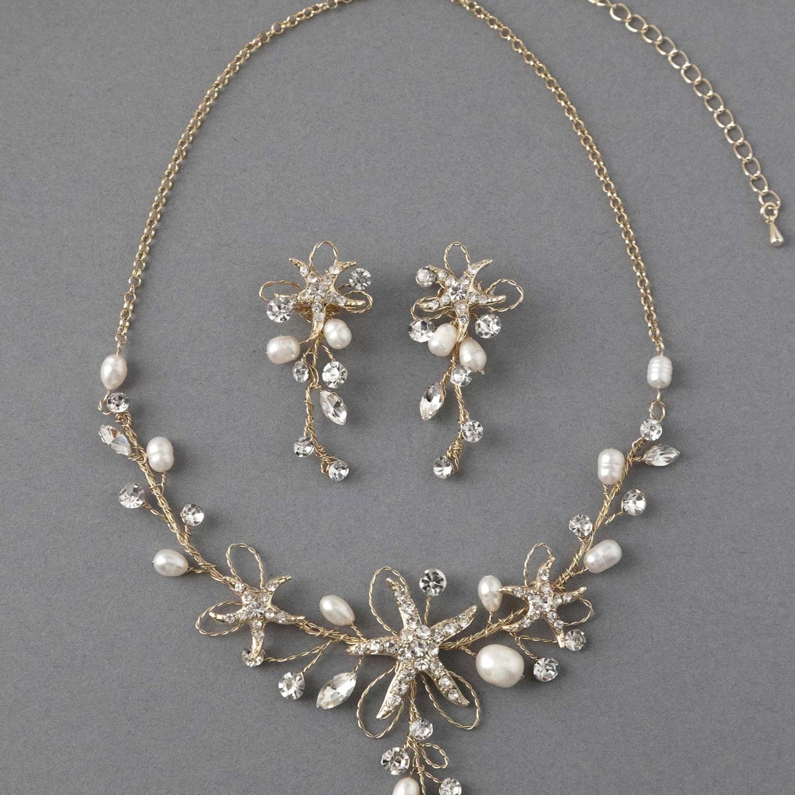 Starfish Wedding Necklace with Pearls - Necklace Set - Cassandra Lynne