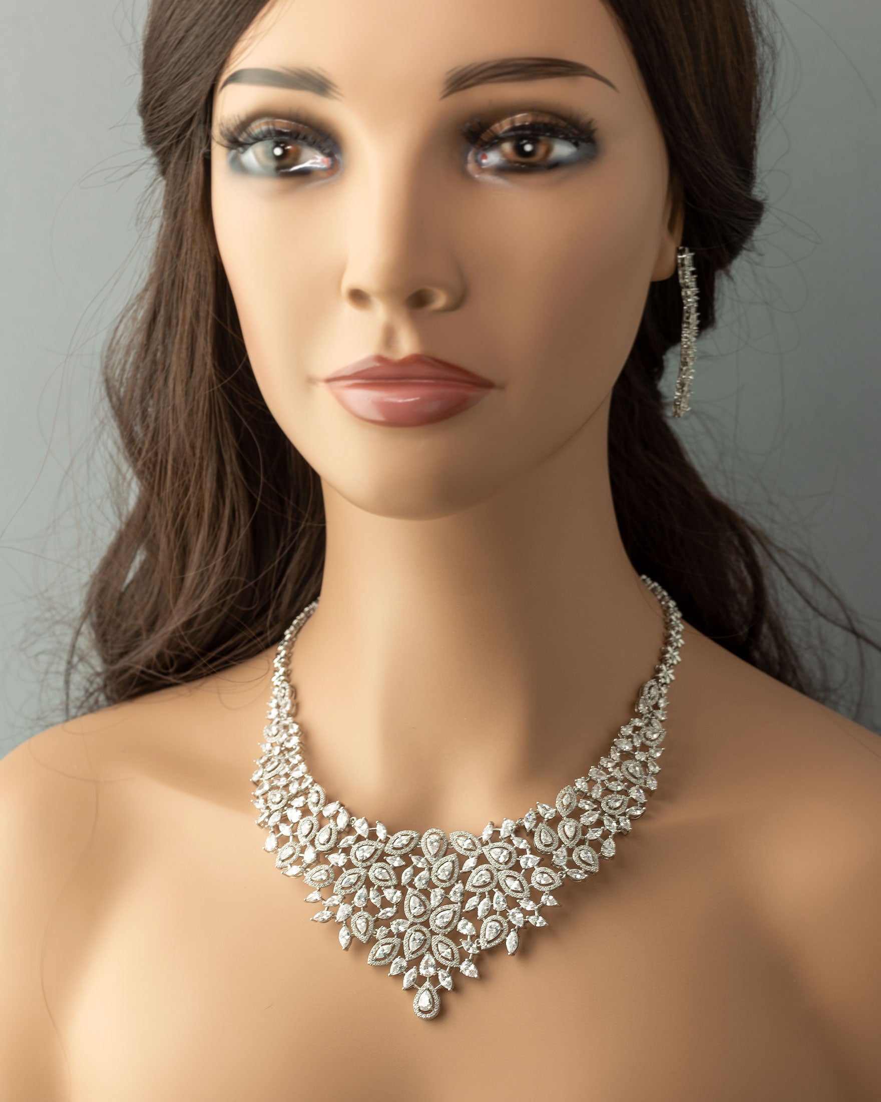 Glamorous Necklace and Earrings of Pear CZ