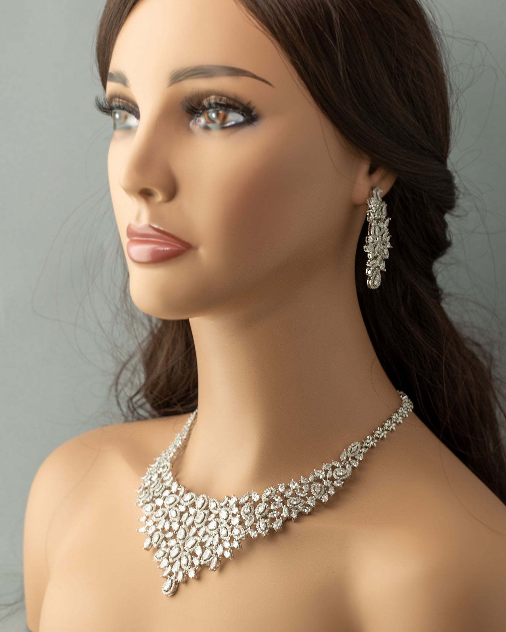 Glamorous Necklace and Earrings of Pear CZ