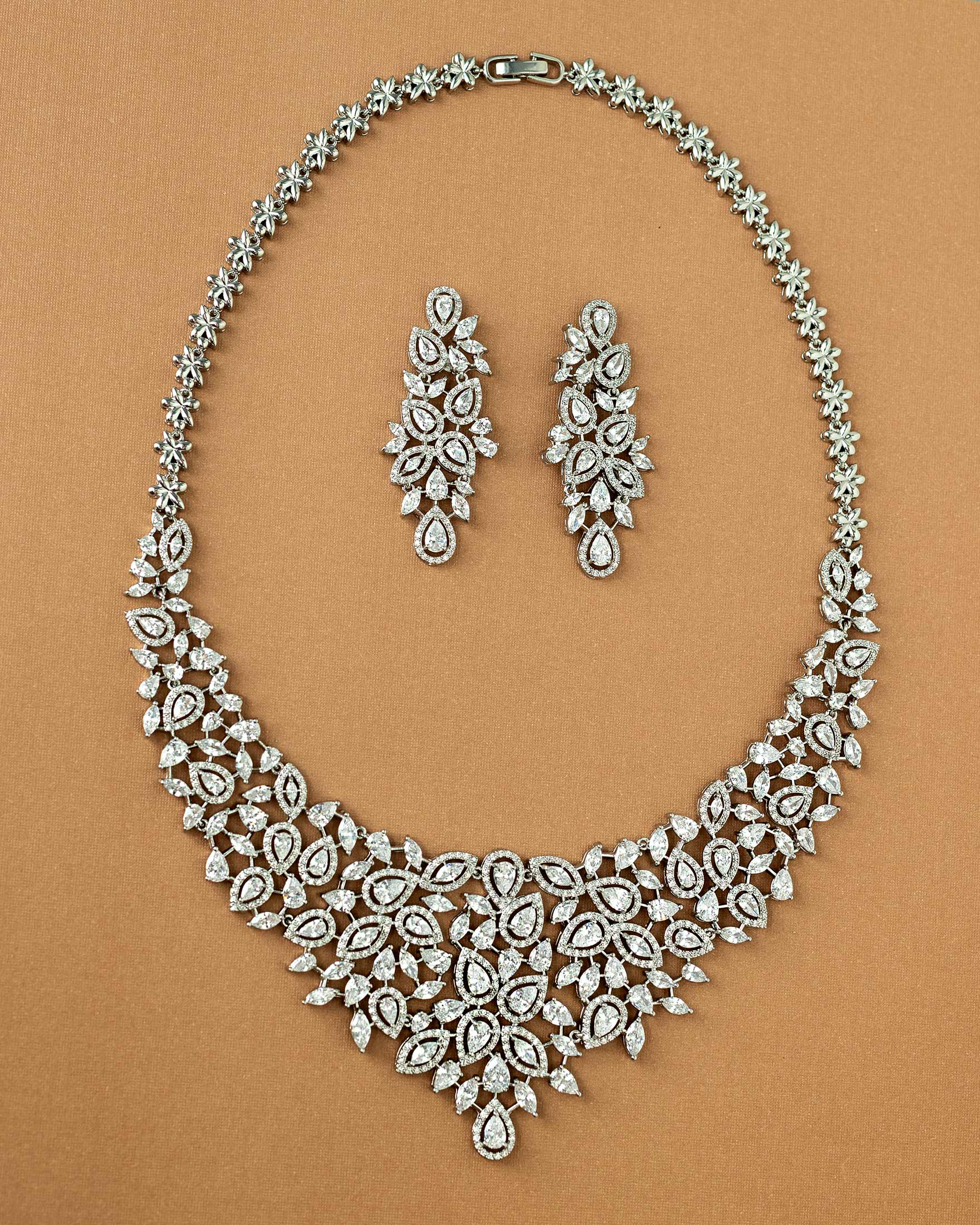 Glamorous Necklace and Earrings of Pear CZ Dubai Style