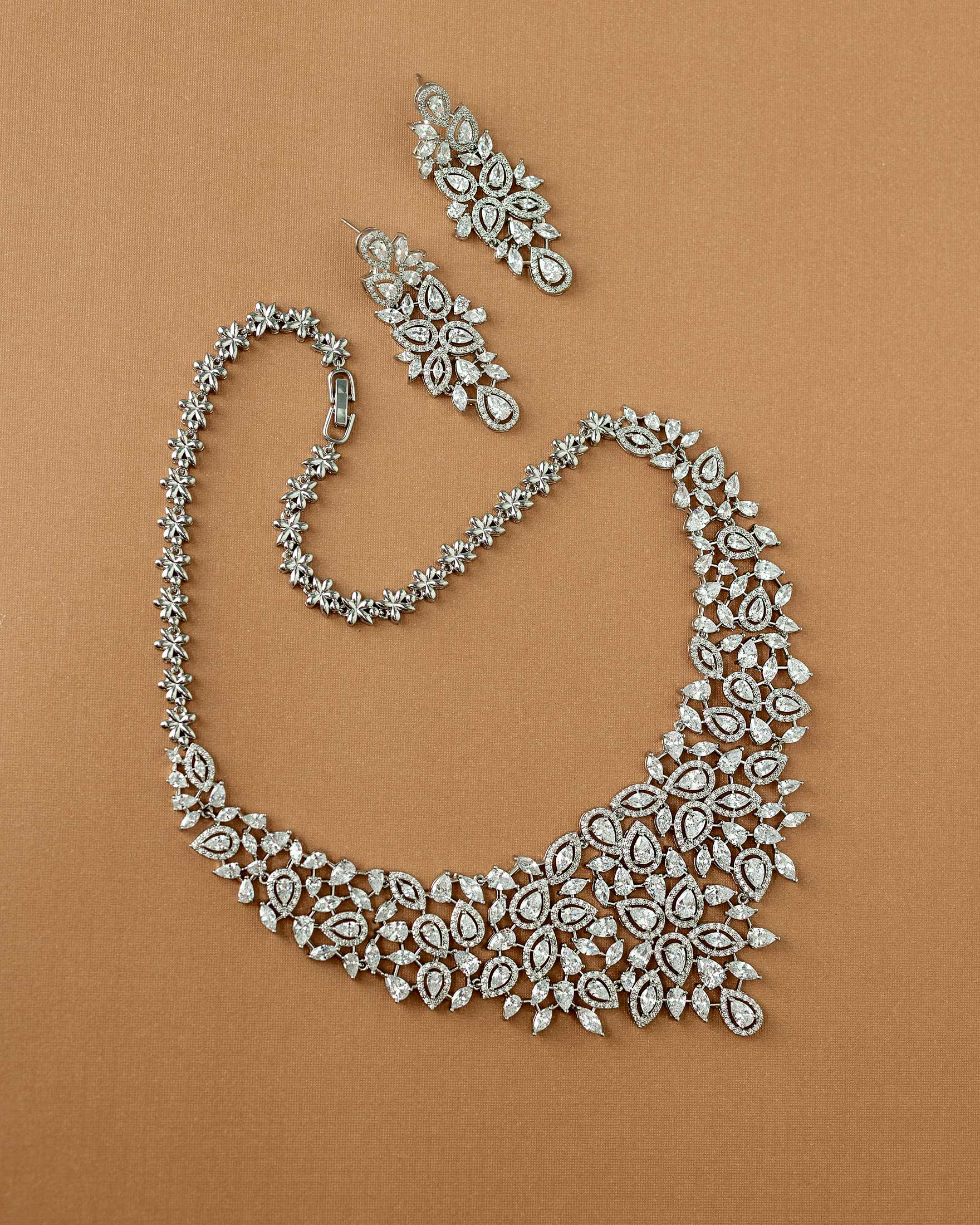 Glamorous Necklace and Earrings of Pear CZ Dubai Style