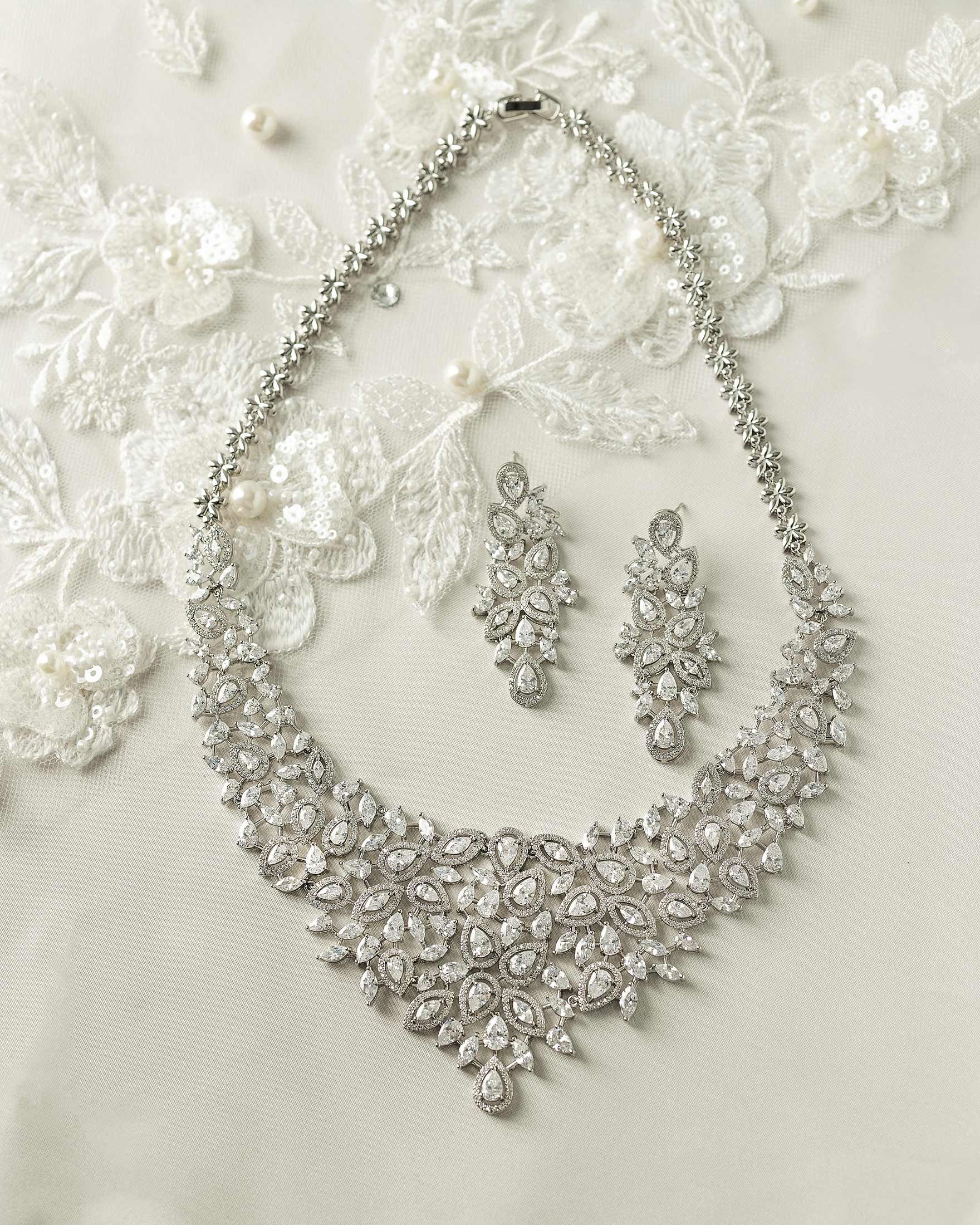 Glamorous Necklace and Earrings of Pear CZ Dubai Style