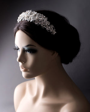 Luxurious Bridal Headpiece of Crystals and Pearls Cassandra Lynne