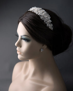Luxurious Bridal Headpiece of Crystals and Pearls Cassandra Lynne