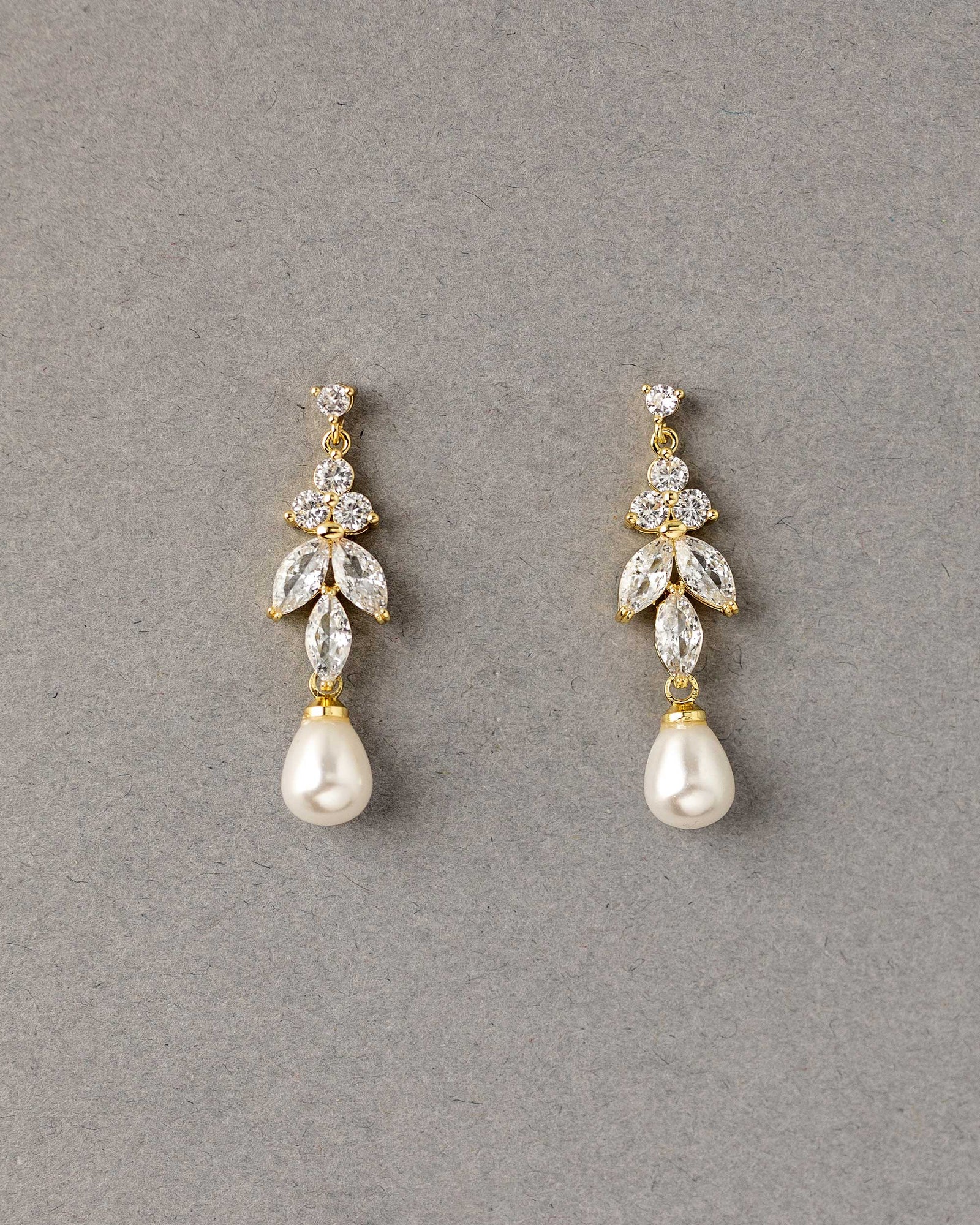 Teardrop Pearl CZ Earrings in gold Cassandra Lynne