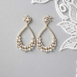 Teardrop Hoop Cluster Bridal Earrings - Earrings - Cassandra Lynne