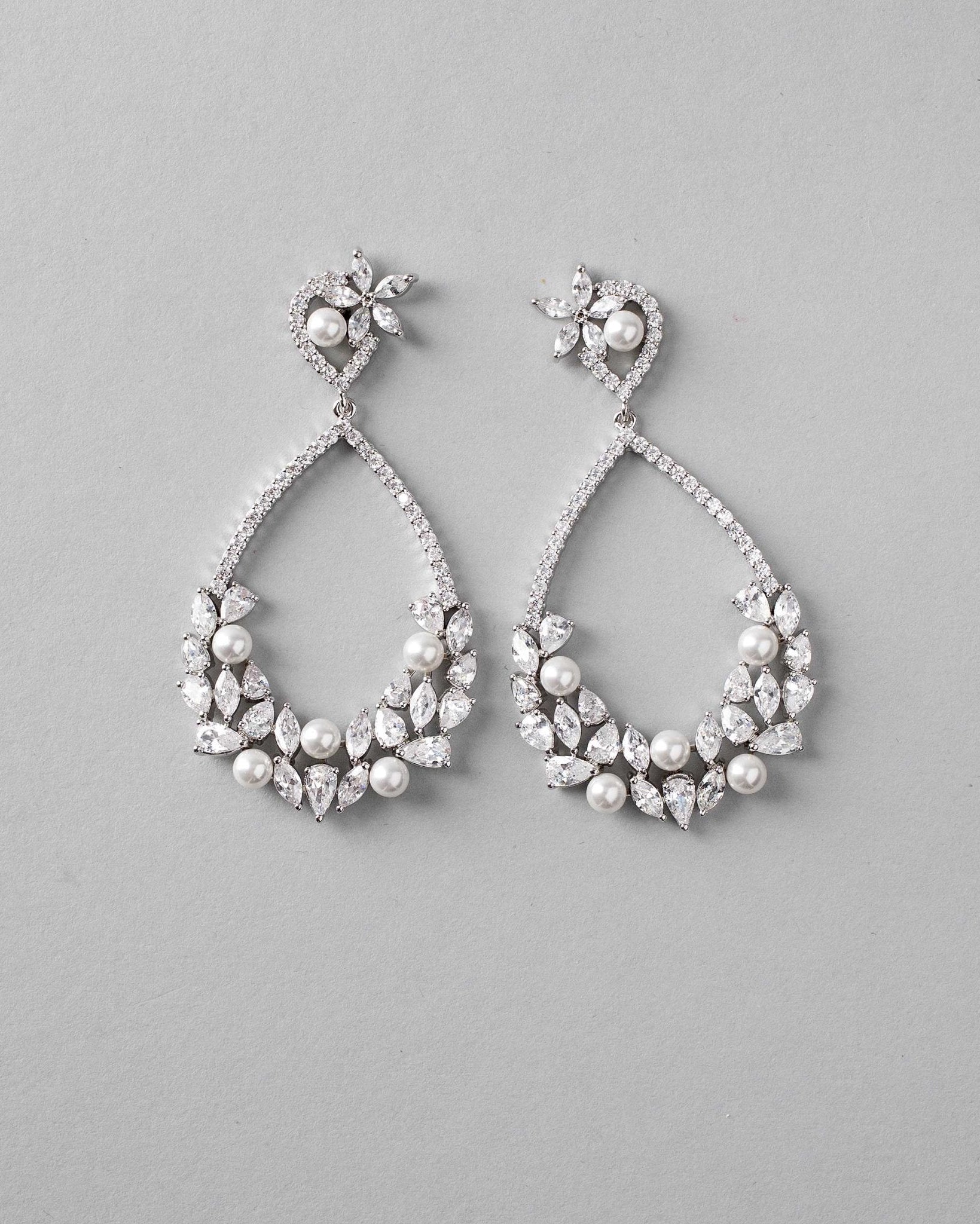 Teardrop Hoop Cluster Bridal Earrings - Earrings - Cassandra Lynne