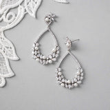 Teardrop Hoop Cluster Bridal Earrings - Earrings - Cassandra Lynne