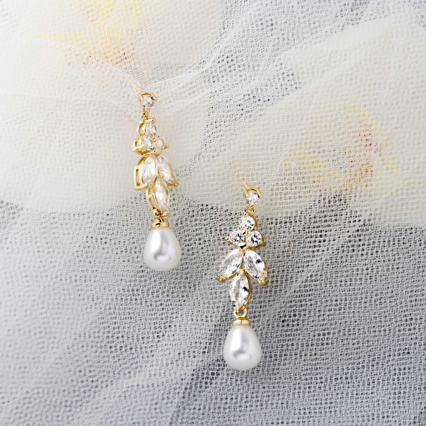 Teardrop Pearl CZ Earrings - Earrings - Cassandra Lynne