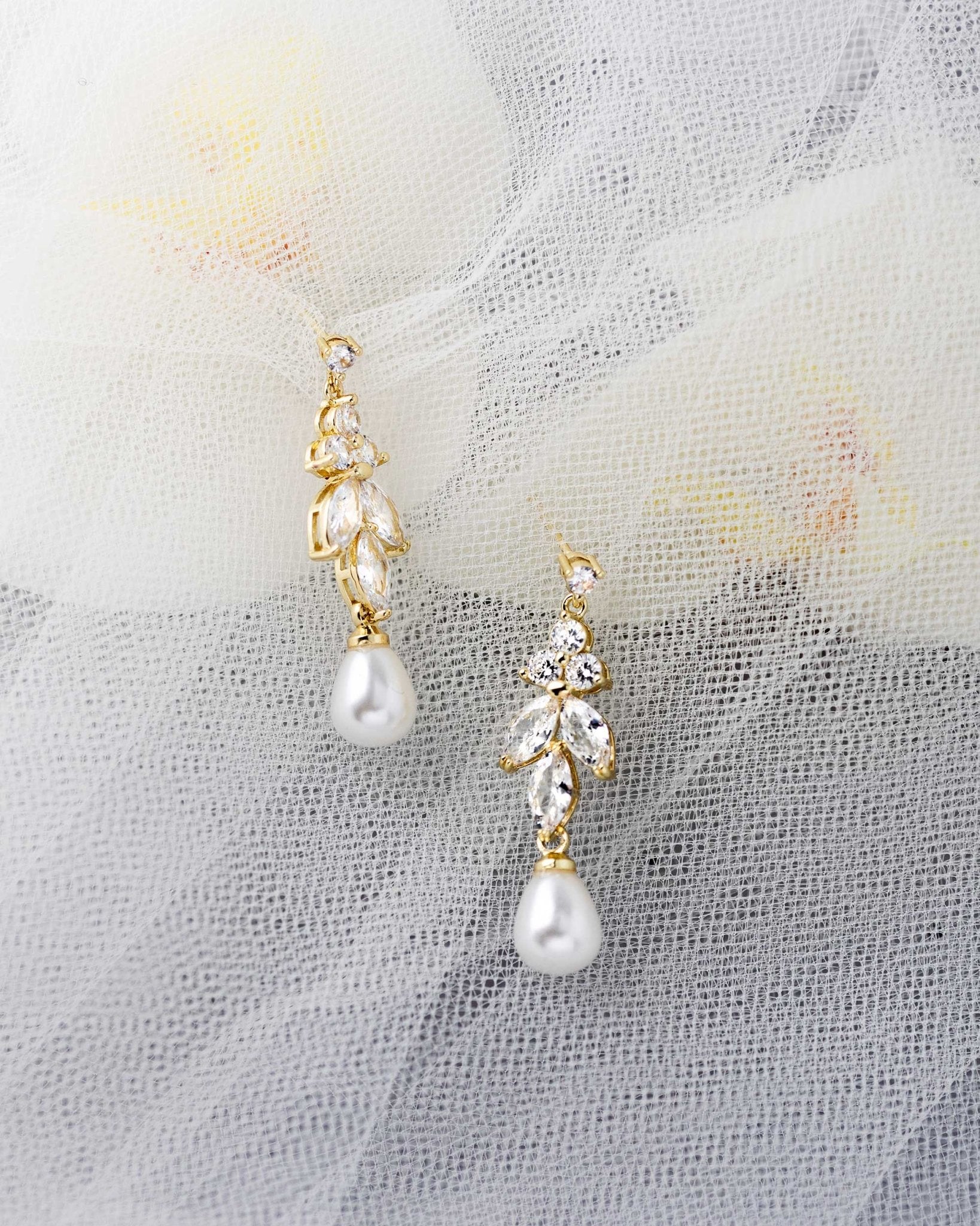 Teardrop Pearl CZ Earrings - Earrings - Cassandra Lynne