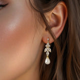 Teardrop Pearl CZ Earrings - Earrings - Cassandra Lynne
