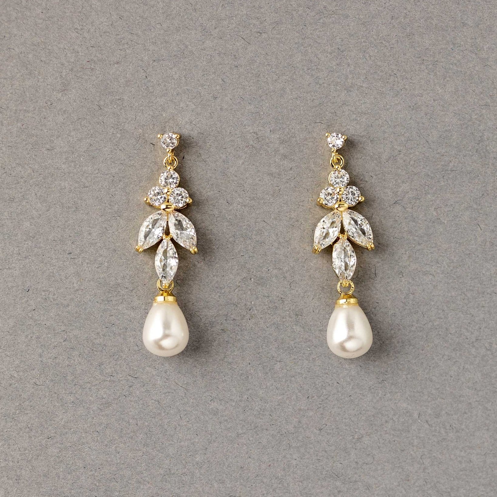 Teardrop Pearl CZ Earrings - Earrings - Cassandra Lynne