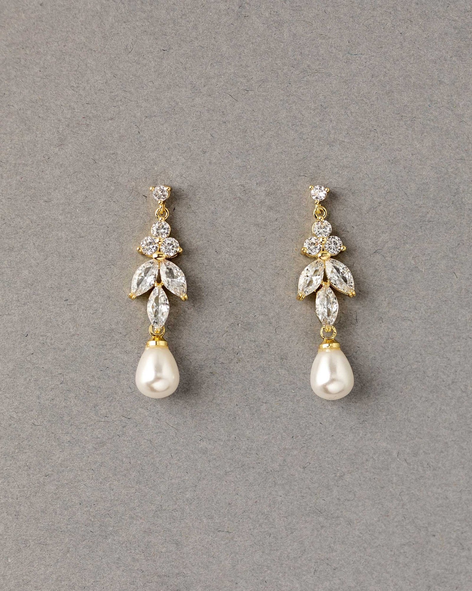 Teardrop Pearl CZ Earrings - Earrings - Cassandra Lynne