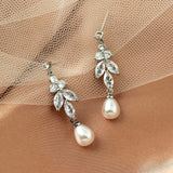 Teardrop Pearl CZ Earrings - Earrings - Cassandra Lynne