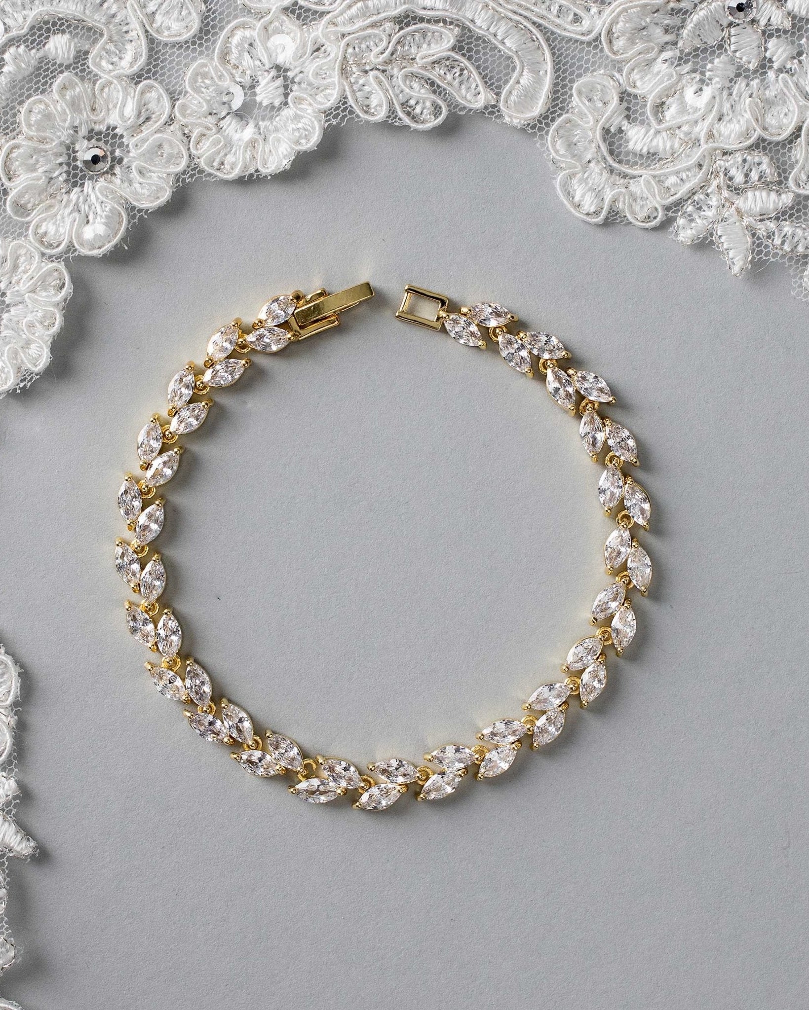 Tennis Bracelet of Marquise Leaf Jewels - Bracelet - Cassandra Lynne