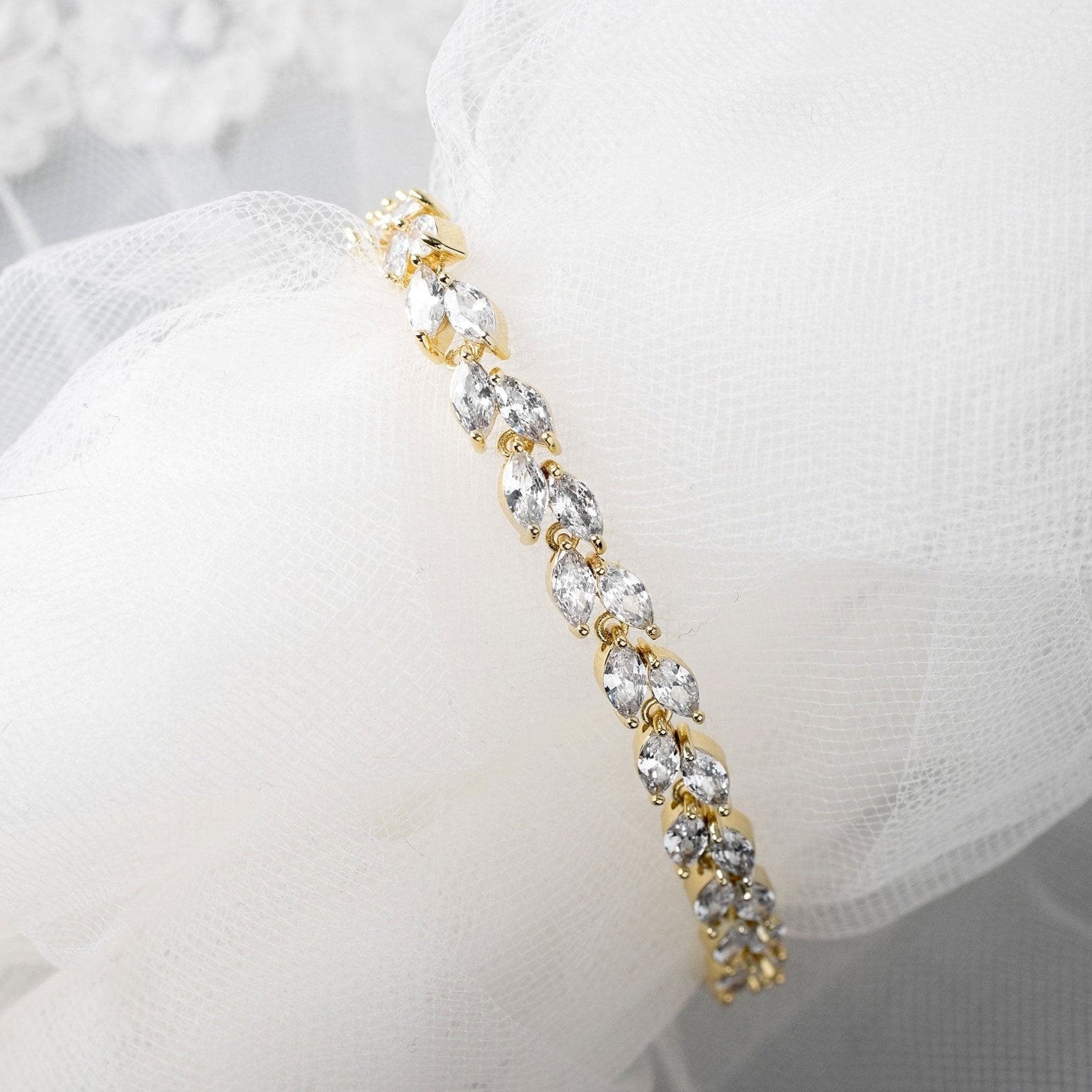Tennis Bracelet of Marquise Leaf Jewels - Bracelet - Cassandra Lynne