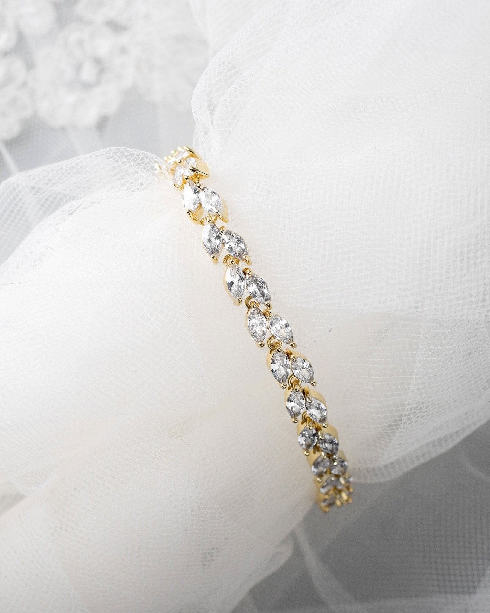 Tennis Bracelet of Marquise Leaf Jewels - Bracelet - Cassandra Lynne