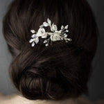 Three Porcelain Flowers Wedding Hair Pin - Hair Pins - Cassandra Lynne