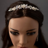 Tiara Comb of Ivory Pearls and Silver Leaves- Cassandra Lynne