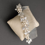 Tiara Comb of Ivory Pearls and Silver Leaves- Cassandra Lynne