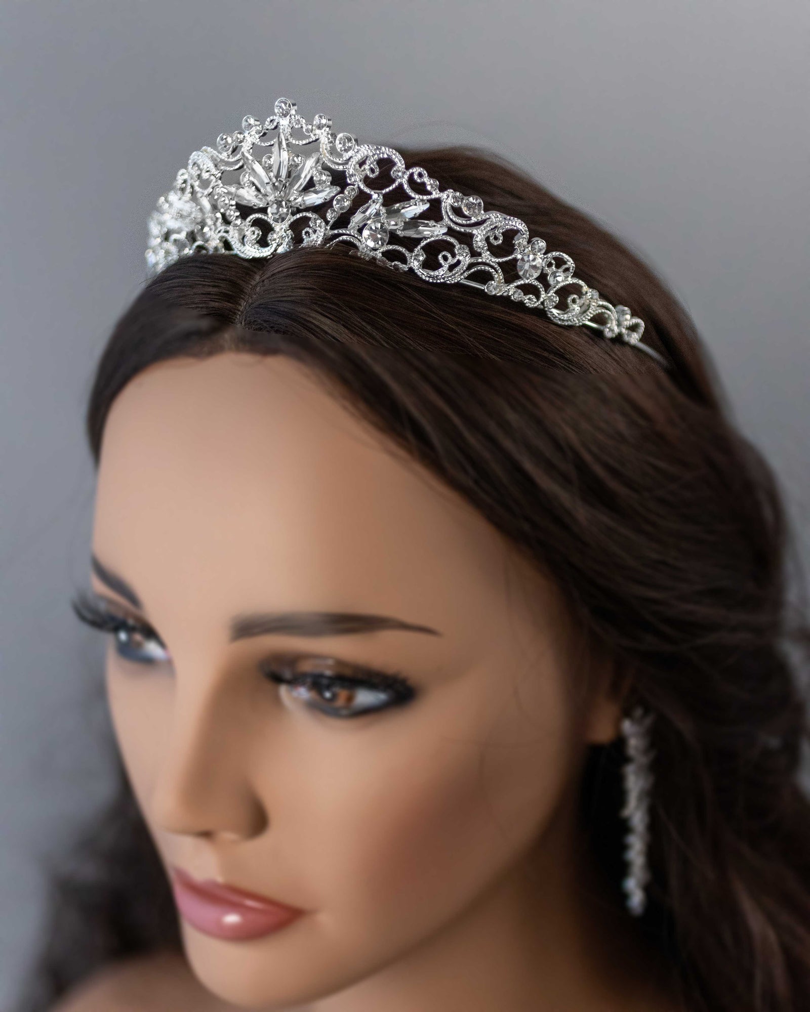 Bridal Tiara of Elongated Marquise Gems