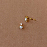 Tiny Pearl Stud and CZ Earrings Gold - Cassandra Lynne