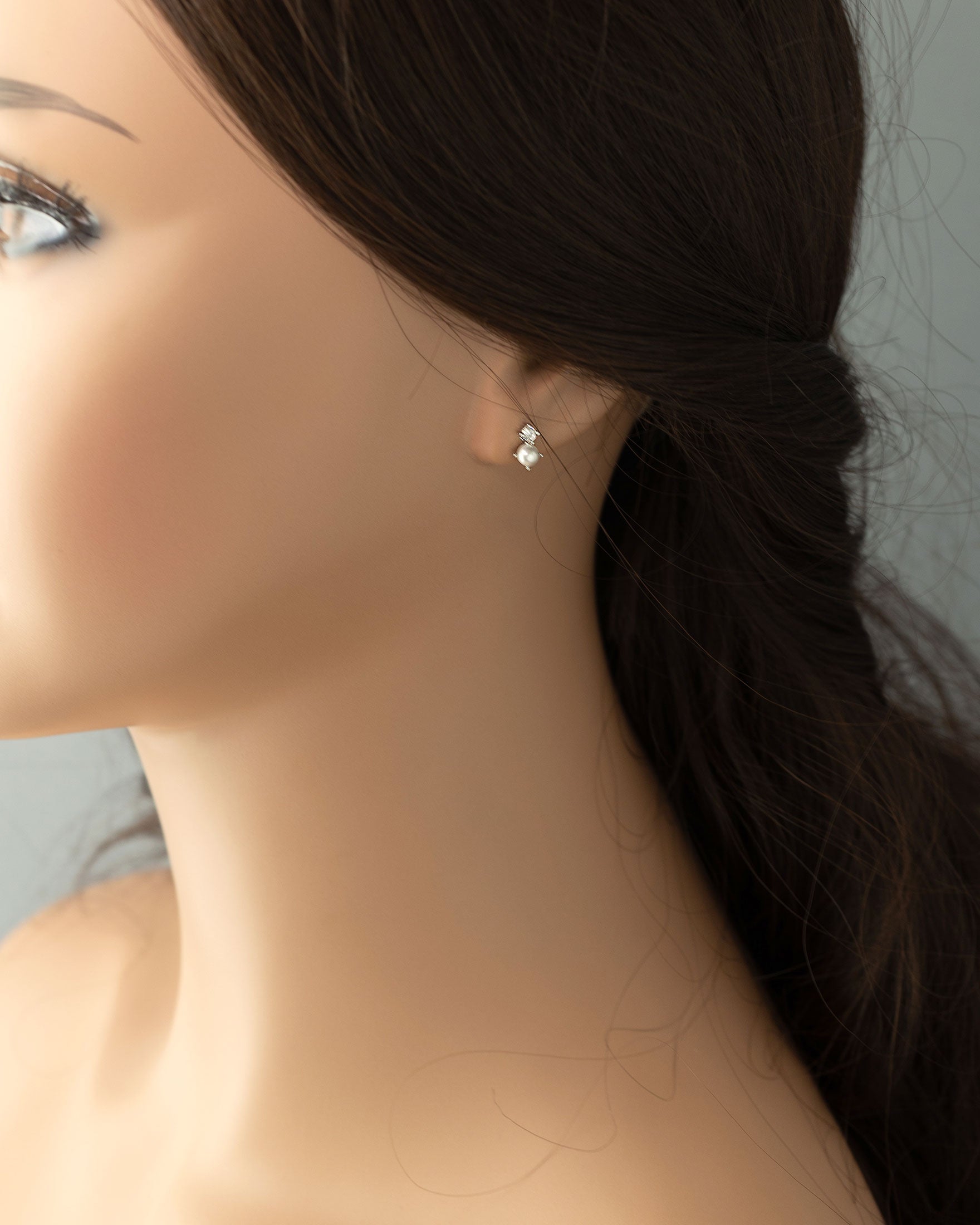 Tiny Pearl Stud and CZ Earrings Gold - Cassandra Lynne