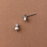 Tiny Pearl Stud and CZ Earrings Silver - Cassandra Lynne