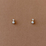 Tiny Pearl Stud and CZ Earrings Gold - Cassandra Lynne
