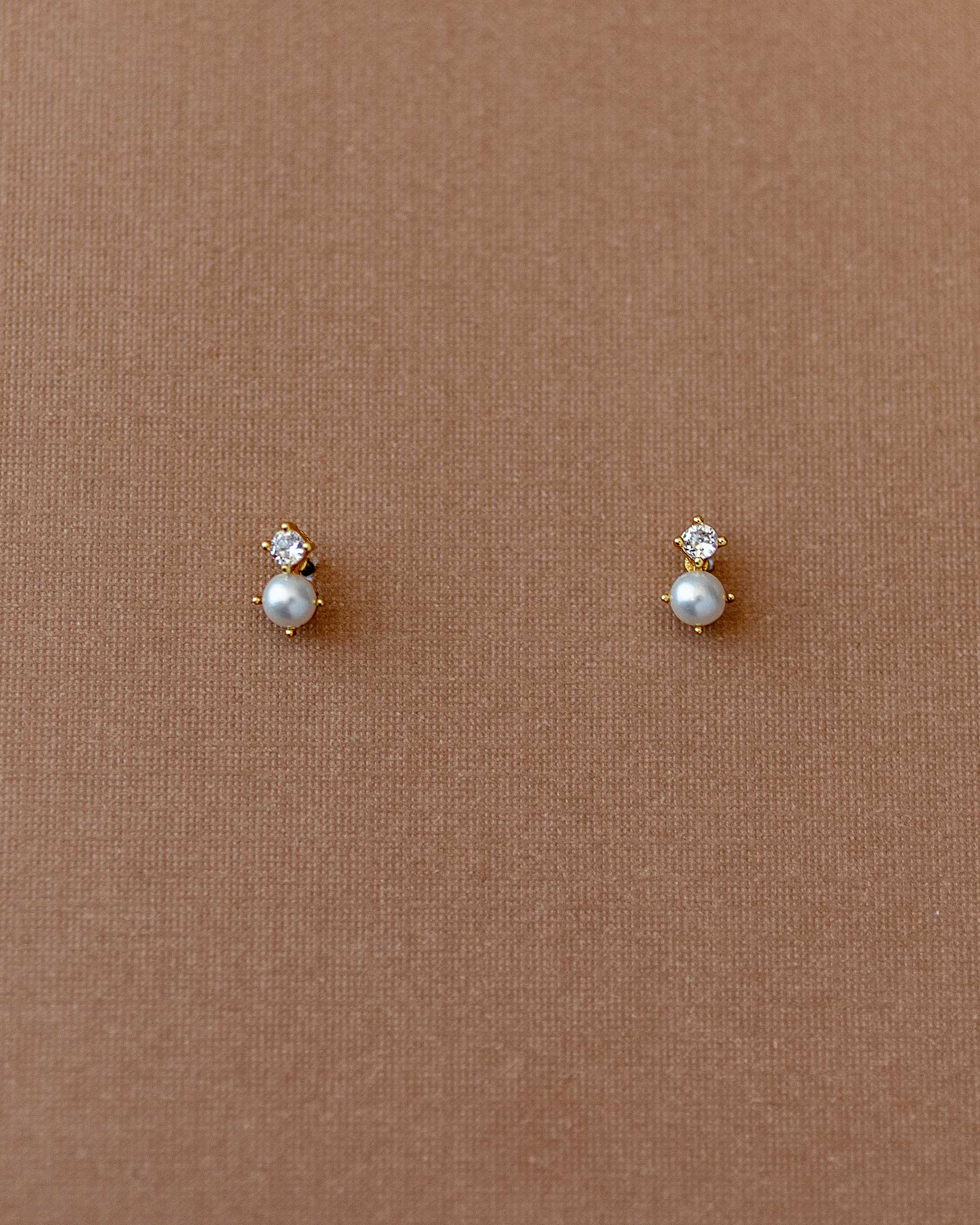 Tiny Pearl Stud and CZ Earrings Gold - Cassandra Lynne