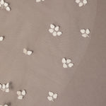 Clover Cut Regal Cathedral Veil with Organza Vines Small  floral patterns on a beige background