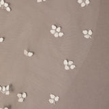 Clover Cut Regal Cathedral Veil with Organza Vines Small  floral patterns on a beige background