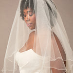Two Layer Wavy Pencil Edge Bridal Veil Circle Cut - Cassandra Lynne