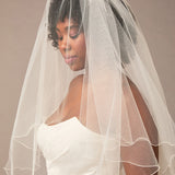 Two Layer Wavy Pencil Edge Bridal Veil Circle Cut - Cassandra Lynne