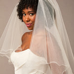 Two Layer Wavy Pencil Edge Bridal Veil Circle Cut - Cassandra Lynne