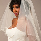 Two Layer Wavy Pencil Edge Bridal Veil Circle Cut - Cassandra Lynne