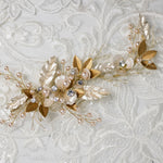 Two Tone Gold with Blush Pearl Wedding Clip - Hair Clips - Cassandra Lynne