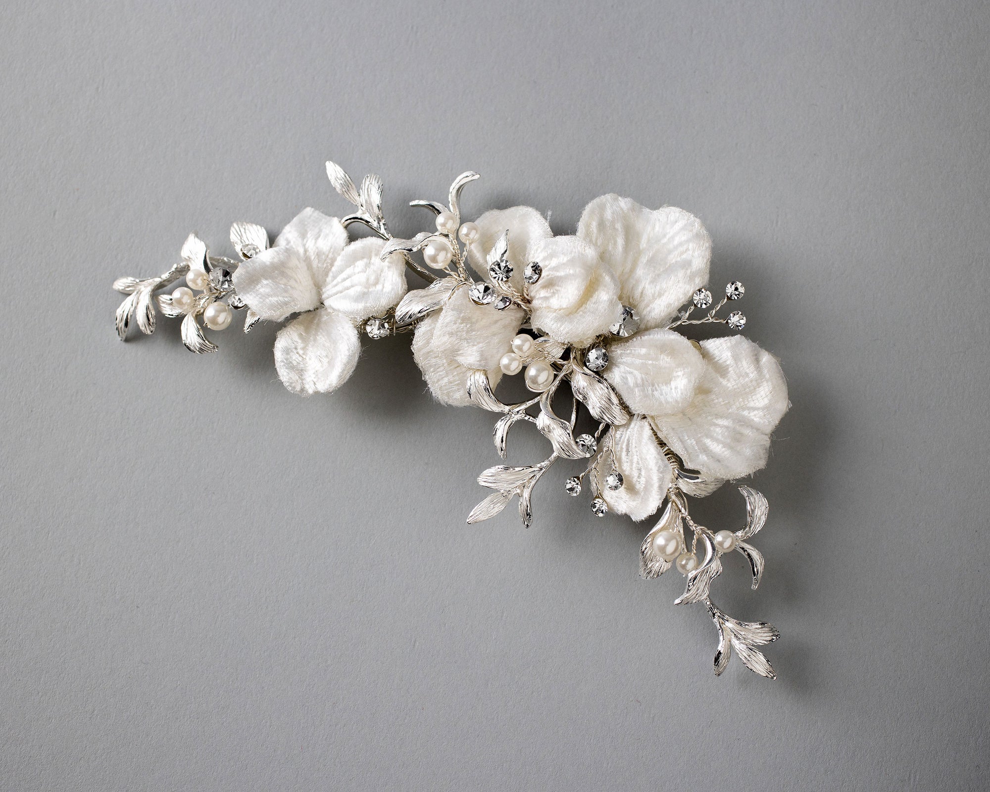 Velvet Petals and Pearls Wedding Clip - Cassandra Lynne