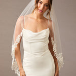 Fingertip Bridal Veil with Venetian Style Appliques - Cassandra Lynne