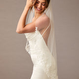 Fingertip Bridal Veil with Venetian Style Appliques - Cassandra Lynne