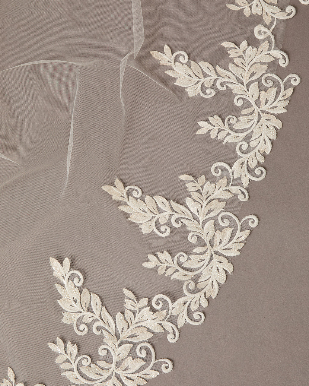 Fingertip Bridal Veil with Venetian Style Appliques - Cassandra Lynne