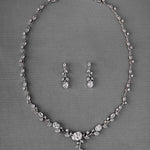 Vine Bridal Necklace Jewelry with Oval CZ - Necklace Set - Cassandra Lynne