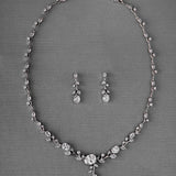 Vine Bridal Necklace Jewelry with Oval CZ - Necklace Set - Cassandra Lynne