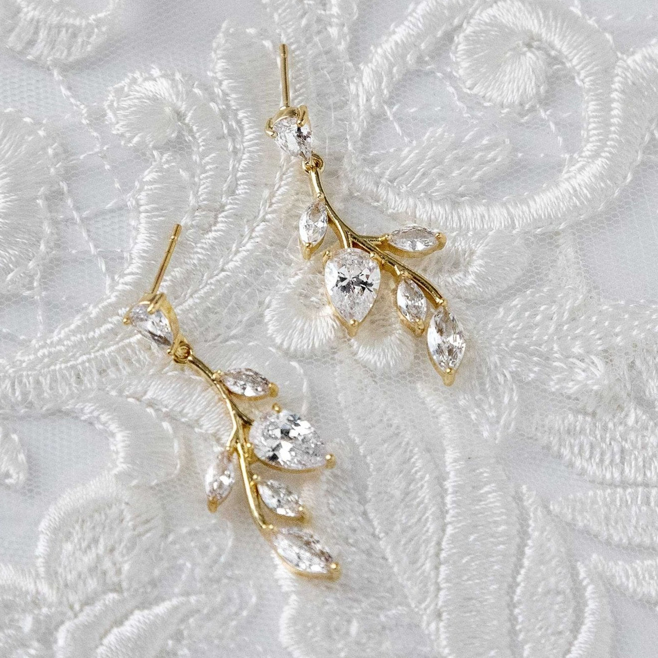 Vine CZ Bridal Earrings - Earrings - Cassandra Lynne