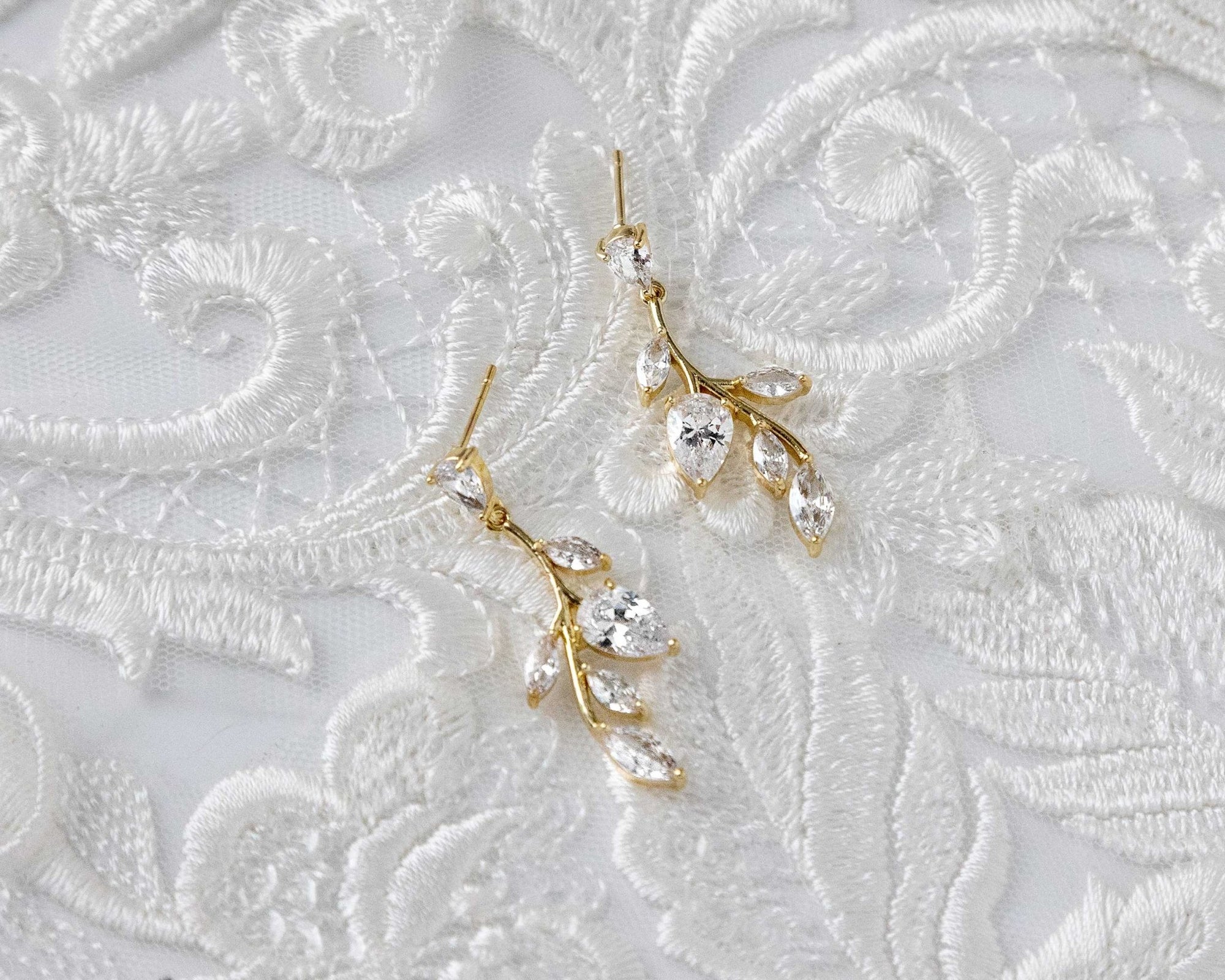 Vine CZ Bridal Earrings - Earrings - Cassandra Lynne