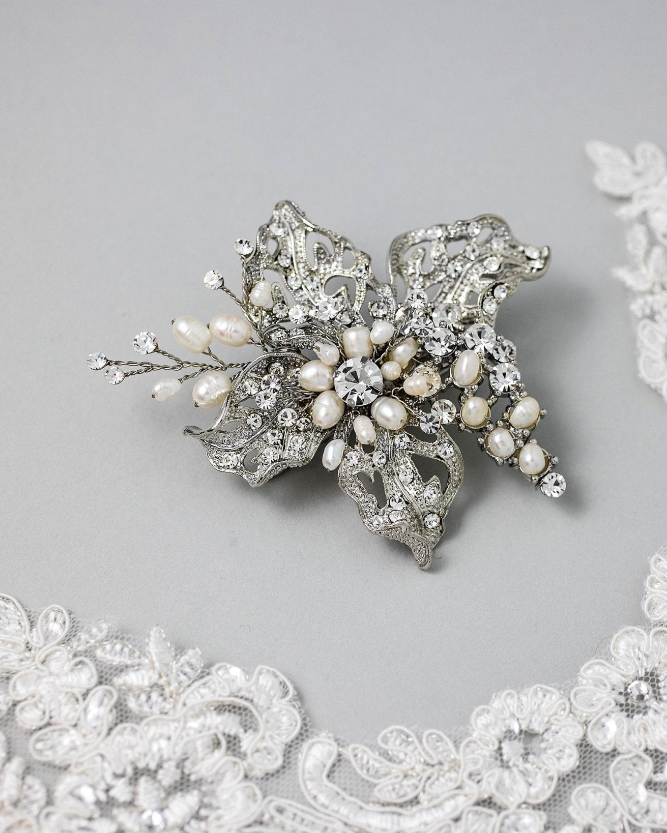 Vintage Bridal hair Clip with Pearls - Hair Clips - Cassandra Lynne