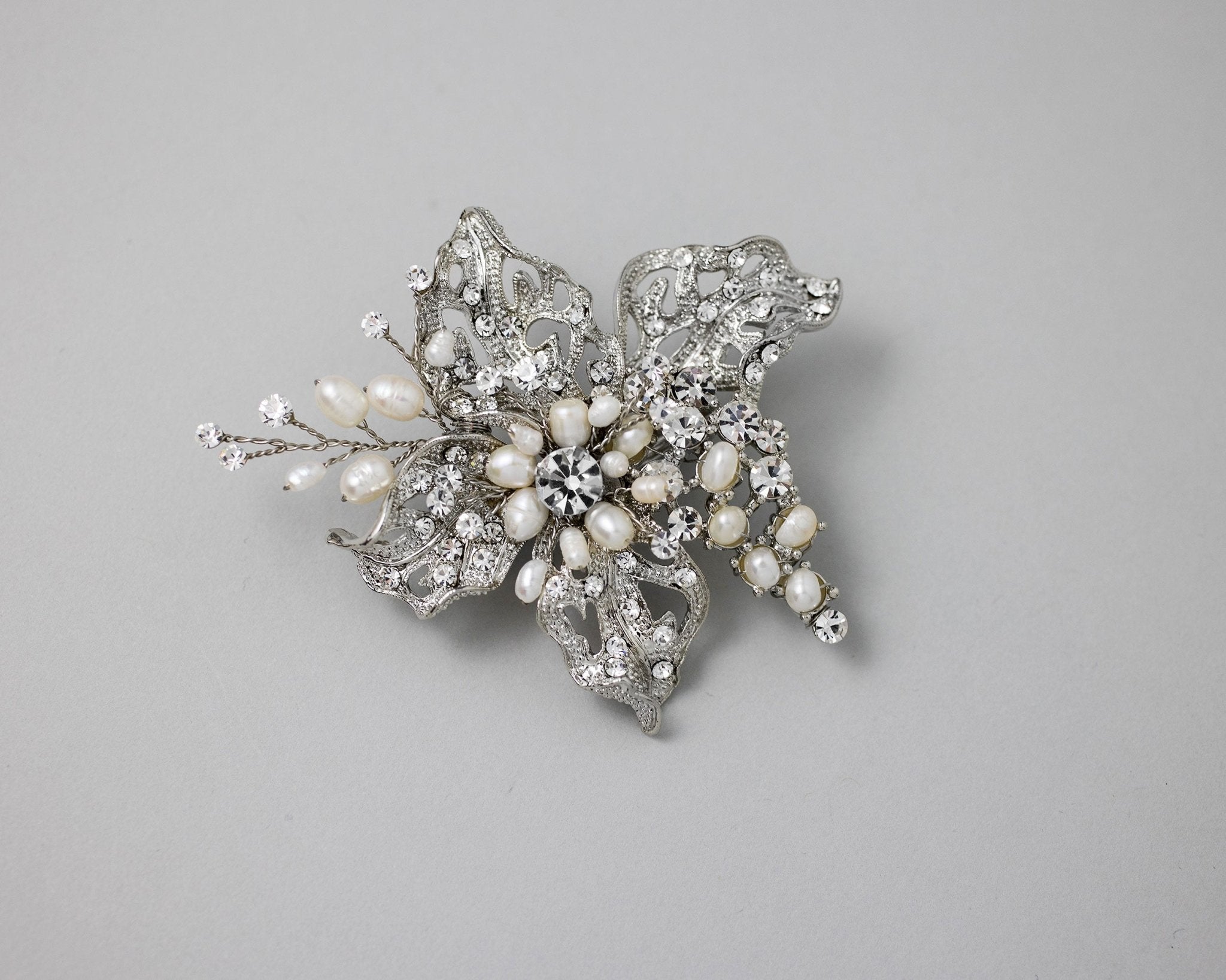 Vintage Bridal hair Clip with Pearls - Hair Clips - Cassandra Lynne
