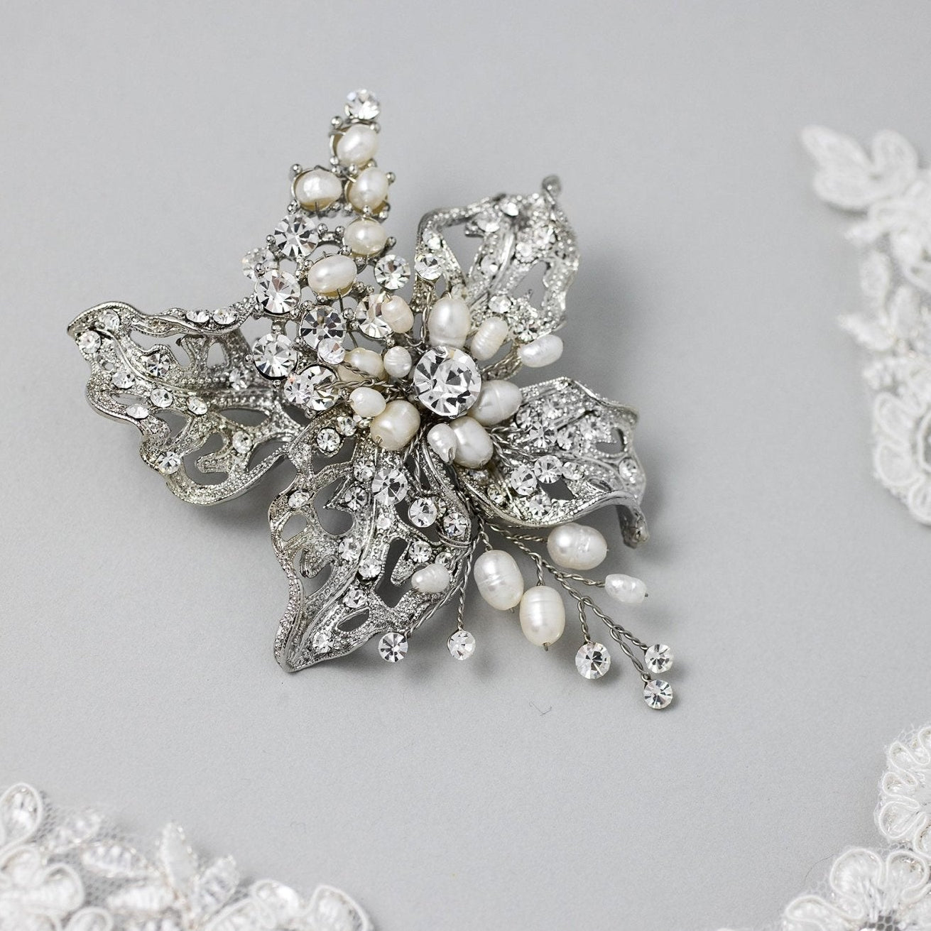 Vintage Bridal hair Clip with Pearls - Hair Clips - Cassandra Lynne